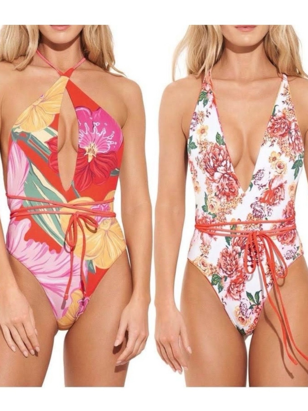Maaji Red and Pink Floral Swim Top